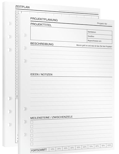 KOMPASS® Projektplanung | 30 DIN-A5-Einlagen für Ringbuch-Planer | Effiziente Projekt- & Aufgabenplanung | Inkl. To-Do-Liste, Zielsetzung, Personal- & Zeitmanagement | Organizer Kalender-Einlagen