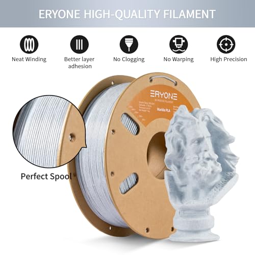 Image of ERYONE Marble PLA Filament 3D Printer Filament 1.75mm + /- 0.03mm Fits for Most FDM 3D Printers, 1KG Cardboard Spool(2.2LBS), Marble