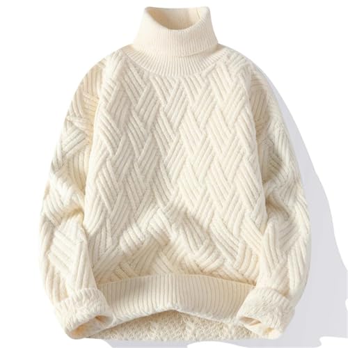 Men High Neck Sweater Loose Long Sleeves Casual Pullove Winter Thick Warm Jumper Tops2