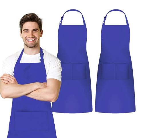 Adjustable Bib Apron 100% Polyester Kitchen Aprons Waterdrop Resistant Aprons with Adjustable Strap,...
