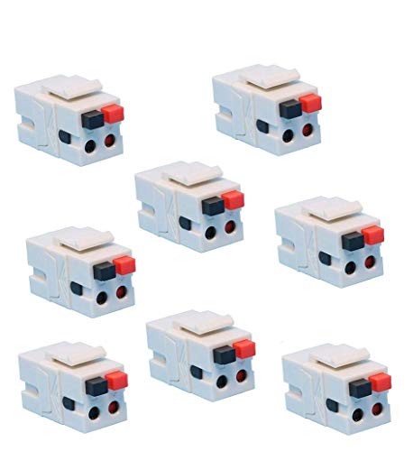 DIYTECH 8 Pack Spring Loaded Speaker Keystone Jack, Female to Female