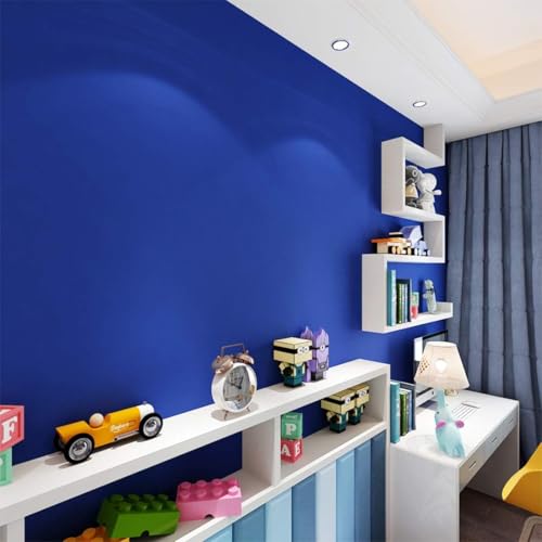 Image of Dark Blue Solid Matt Peel and Stick Wallpaper Contact Paper Wallpaper Modern Self Adhesive Wallpaper Decorative Removable 16 x 48 Inch