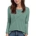 Long Sleeve T Shirts for Women Business Casual Blouse Tops Dressy Crew Neck Basic Tunic Shirts Fall Fashion Clothes Workout School Outfits for Teacher Cyan XL