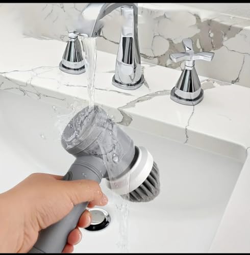 Electric Spin Scrubber with 5 Replaceable Brush Heads, 2 Adjustable Speeds, Long Battery Life, and Waterproof Cordless for Shower cleaning with adjustable handle for bathroom, Tile floor & Car - Image 5