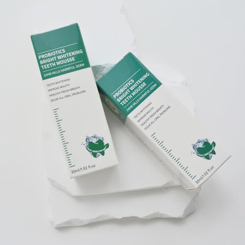 Probiotics Bright Whitening Teeth Mousse, Lenaro Tooth Mousse, Lenaro Herbal Brightening Oral Repair Mousse, Stain Removing Toothpaste, Fresh Breath(2PCS)