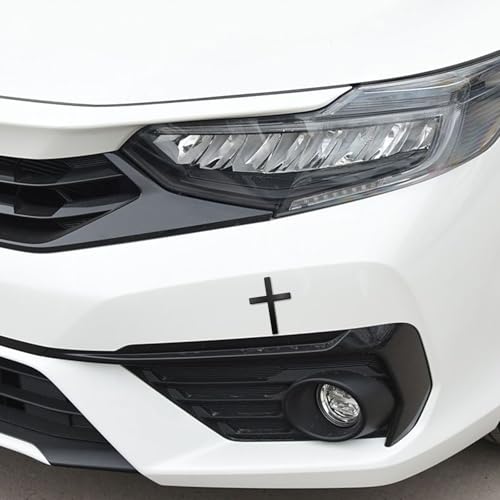 Image of 2PCS Metal Christian Cross Emblem Stickers, 2.5x1.8in 3D Jesus Christ Auto Emblem Badge Decal, Self-Adhesive Styling Cross Decal Decoration for Trunk Tailgate Side Fender (Black+Silver)