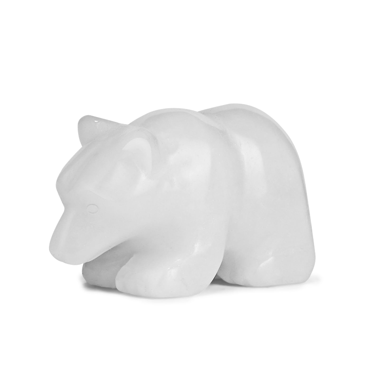 Hxswkk 2" White Jade Crystal Bear Figurine Gifts for Hand Carved, Gemstone for Office Bear Statues Home Decor