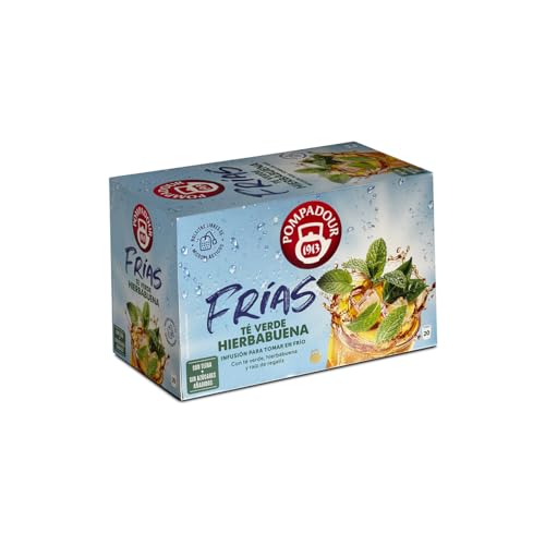 Imagen de Pompadour Té Verde Hierbabuena Agua Fría Té Verde Frío Refrescante Sabor a Hierbabuena 20 Bolsitas 2 Gr