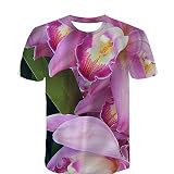 MAOTN T-Shirt imprimé 3D orchidée T-Shirt imprimé 3D Garçons Filles T-Shirts à Manches Courtes, Top Taille S-6XL T-Shirt à Manches Courtes