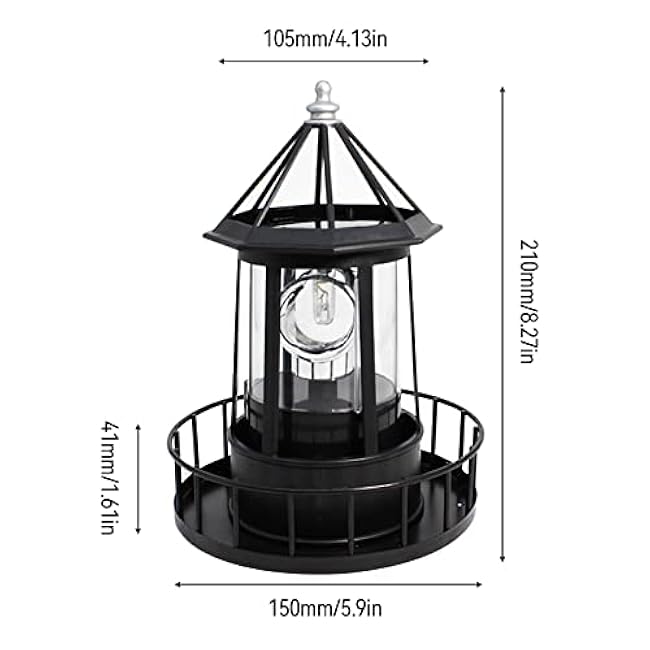 LED Solar Powered Lighthouse,Outdoor Waterproof 360¡ã Rotating Solar Hanging Lamp, Garden Smoke Towers Statue Lights for Outdoor Garden Pathway Patio,Black