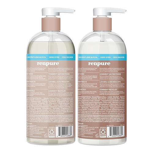 Renpure Coconut & Vitamin E Shampoo & Conditioner Set, Plant-Based – Nourishes & Seals In Moisture For Soft, Healthy Hair – For Dry, Lifeless Hair – Coconut Oil & Vitamin E - 24 Fl Oz each, 2 Pack - Image 3