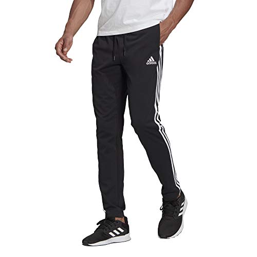 adidas mens Essentials Single Jersey Tapered Open Hem 3-stripes Pants