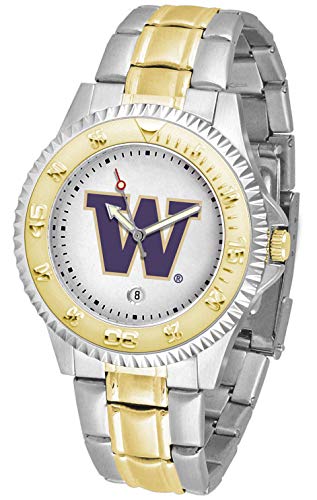 SunTime Washington Huskies Men's Competitor Steel Watch Two-Tone Gold/Silver