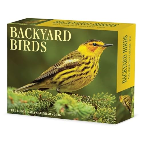Willow Creek Press, Backyard Birds 2026 Desk Calendar, 6.18'' X 5.43'', Daily Calendar with Adhesive Binding