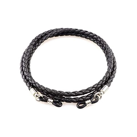 VITO Anti-Slip Leather Glasses Chain/Cord Holder Retainer for Spectacles & Sunglasses | Ultra Soft | Fits All Eyeglasses Types - 70cm - A008 (Black) Cover
