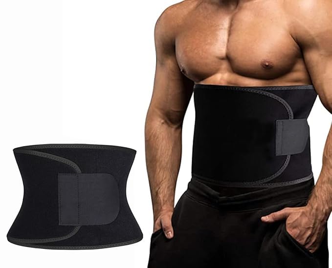 DSFIT Hot Shaper Sweat Slim Belt Fat Burning Sauna Waist Trainer - Promotes Healthy Sweat, Weight Loss & Tummy Trimming Exercise, Lower Back Posture(Free Size)(Men & Women) Black-image-10