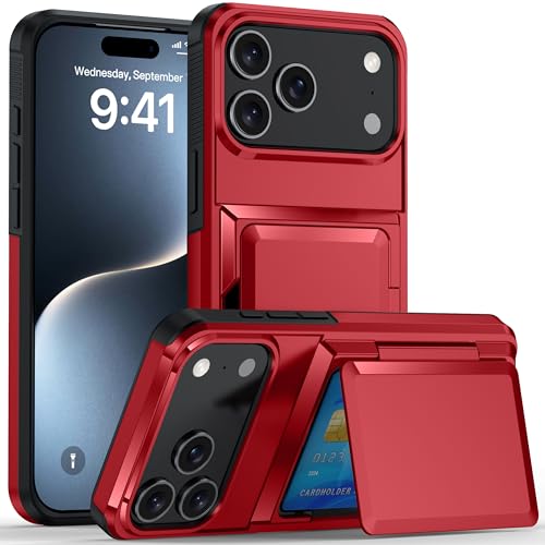 K KAMERIO Designed for iPhone 17 Pro Max Wallet Case with Card Holder [RFID Protection][3-4 Cards & Cash] Military Grade Drop Shockproof Protective Case for Apple 17 Pro Max, Pocket Friendly,Red by K KAMERIO - Used condition - US$7.26