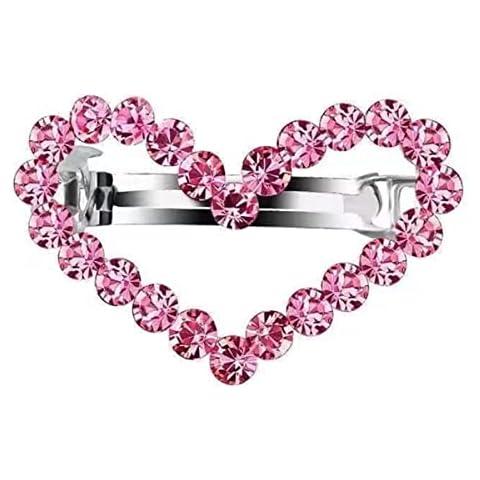 1pc pink crystal heart Women Hair clip pin claw accessories side bangs clamps girl Cover