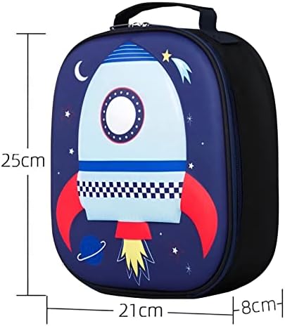 Kids Lunch Bag Thermally Insulated 3D Embossed School Nursery Picnic Boys Girls (Blue Rocket) (SY-B1417)