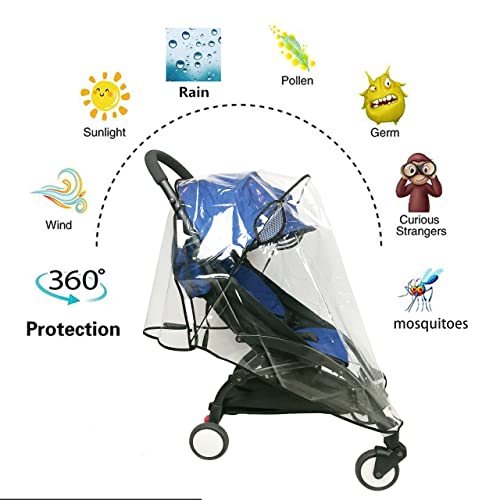 Stroller Rain Cover Universal Stroller Cover for Toddler Umbrella Stroller,Compact Travel Stroller,LLUFO Waterproof Snow Wind Weather Shield,Food Grade EVA No Odor