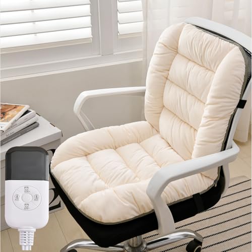 Almohadilla Electrica para Silla de Oficina, Almohadilla Térmica Cómoda, Almohadilla Térmica para Respaldo Completo, Manta Electrica con Control Remoto, Control de 9 Temperaturas y 4 Temporizadores(Be