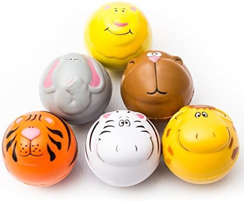 12 Pieces - Zoo Animals Squeeze Stress Ball Bulk for Kids and Adults Party Favor - Assorted Designs