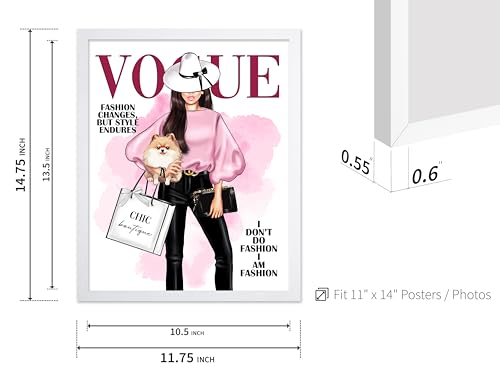 Image of Poster Master Lady with Dog Print - I Am Fashion Poster - Modern Trendy Art - Chic Gift for Women & Fashionista - Haute Couture Decor for Bedroom or Girls Room - 11x14 White Framed