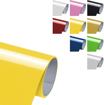 SCULPFUN Heat Transfer Vinyl Sheet, 12in*6ft Yellow PU HTV Vinyl for Cricut, Silhouette Cameo, Iron on Vinyl for DIY Clothes, Bags, Shoes and Other Textiles