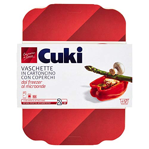 Cuki Vaschette In Cartoncino Con Coperchi Dal Freezer Al Microonde - 4 Porzioni - Rettangolari [Rc2] - 50 g