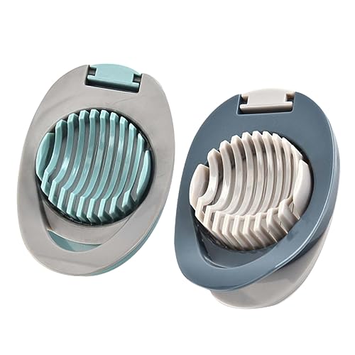 BRIGHTFUFU 2pcs Kitchen Egg Slicer Multi Function Egg Cutter Divider Easy to Clean with Slip Base Stylish Grey Green Grey Blue Design