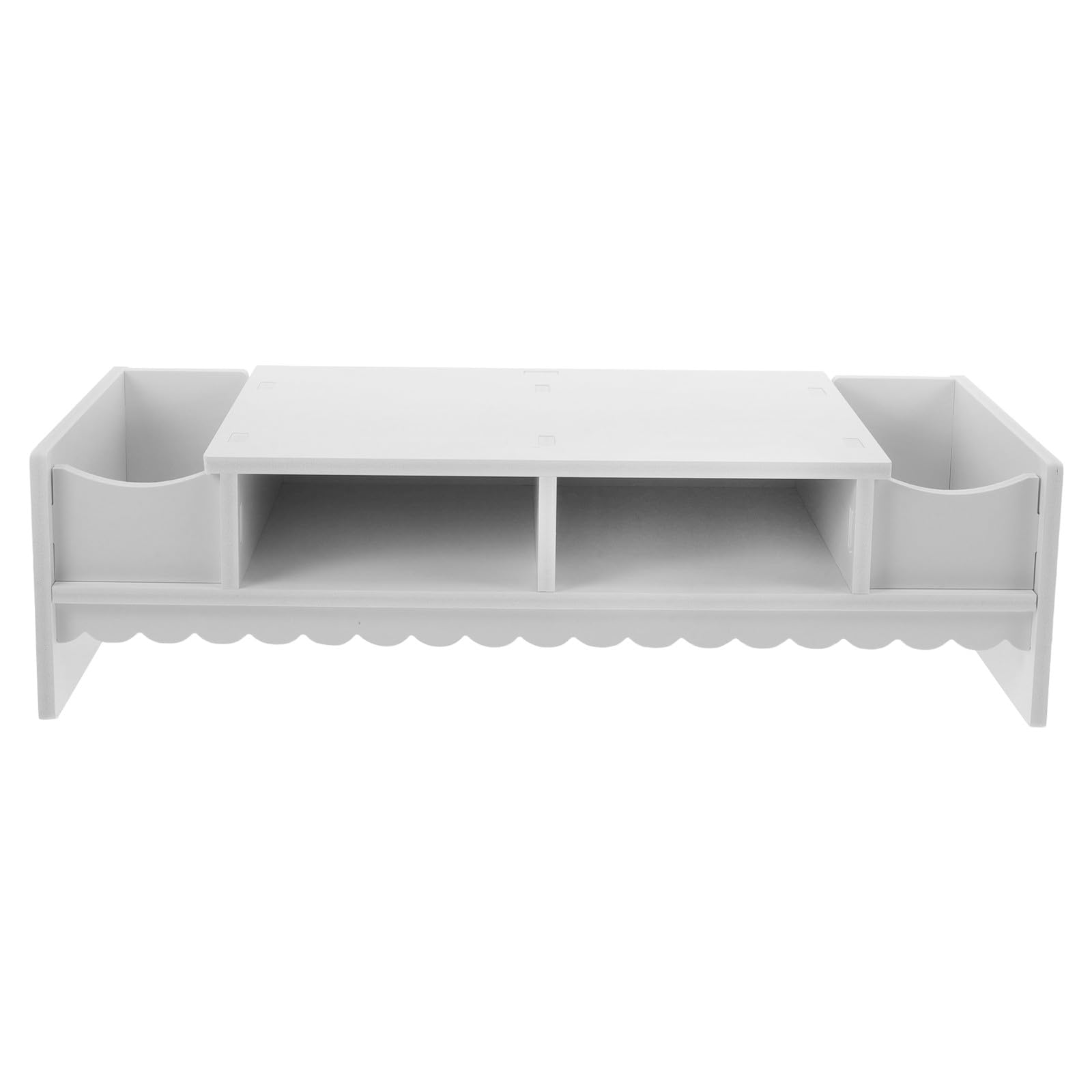 Support de moniteur blanc compact avec étagère de rangement bureau intégrée