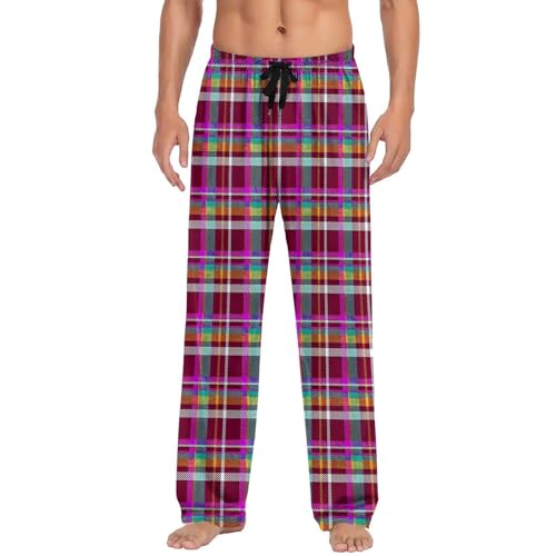 Campbell Men’s Elastic Waist Plaid Pajama Pants Loose Comfy Pjs Bottoms Straight Checkered Lounge Sweatpantswith Pockets4