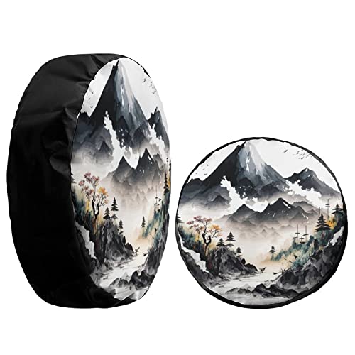 Image of Delerain Spare Tire Cover Mountain Wheel Covers Waterproof Dust-Proof UV Sun Universal Fit for RV Trailer RV SUV Truck and Many Vehicle (18 Inch for Diameter 32 inch-34 inch)