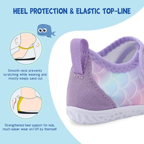 Image of LeIsfIt Toddler Water Shoes Boys Girls Barefoot Aqua Socks Kids Breathable Quick-Dry Swim Shoes for Beach Pool Surf