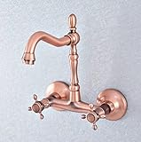 Wandarmatur mit schwenkbarem Auslauf und zwei Kreuzgriffen für Küche und...