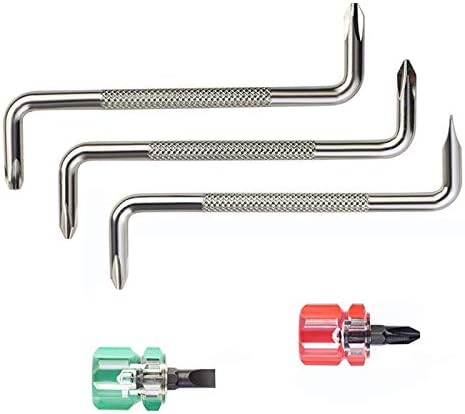 Coolais Offset Screwdriver Z Shaped Screwdrivers Magnetic Slotted Phillips Double Head Hand Tool Set 5 in 1 ZSDS-01