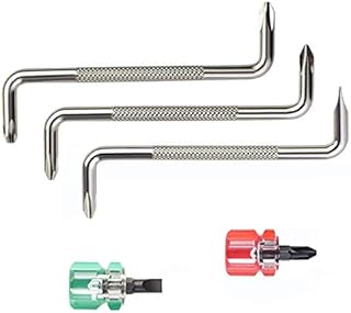 Coolais Offset Screwdriver Z Shaped Screwdrivers Magnetic Slotted Phillips Double Head Hand Tool Set 5 in 1 ZSDS-01