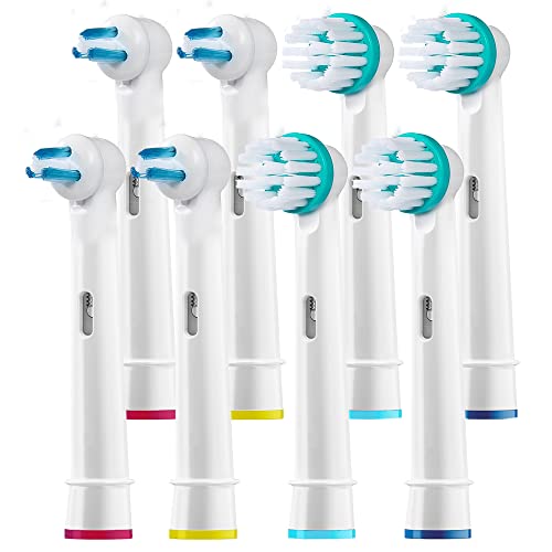 Alayna Replacement Brush Heads- Compatible with Oral-B Braun Professional Ortho Brush Head & Power Tip Kit- Pk. of 8 Compatible Orthodontic Electric Toothbrush Heads