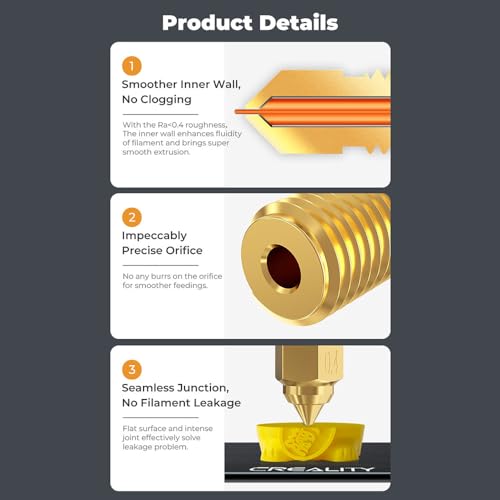 CIADAZ Kit de bico de latão de alta velocidade Creality 8 unidades (1 * 0,25 mm + 4 * 0,4 mm + 2 * 0