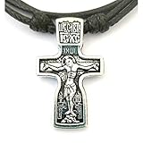 Aus reinem Edelstahl. Russisch Orthodoxe Halskette mit Anhänger aus Edelstahl, Christliches Kreuz / 50