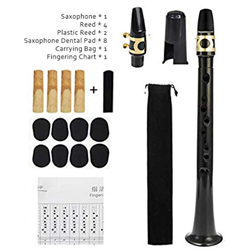 Mini saxofones de bolso, sax pequeno portátil com 4 canas, 8 almofadas dentais, gráficos de dedos, b