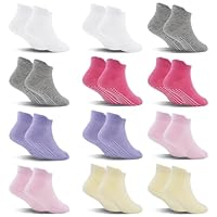 SkiBeaut 12 Pairs Toddler Non Slip Kid Boy Girl Socks with Grips, Toddlers Child Anti Skid Sticky Gripper Socks 1-7 Years Old