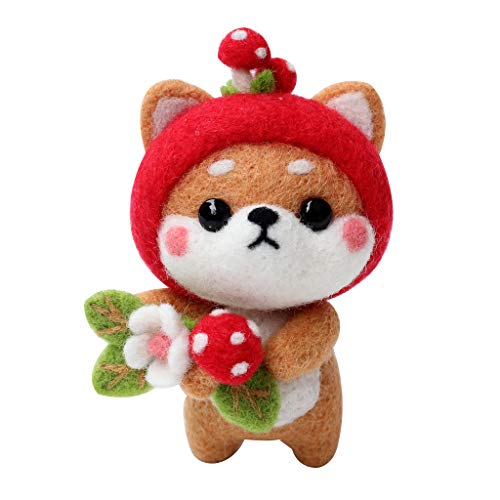 Luluspace - Juego de costura de lana de fieltro para principiantes, con agujas de fieltro, kit de iniciación para agujas, fieltro, manualidades, muñecas, decoración, seta, perro Cover