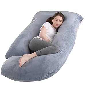 Pregnancy Pillow J-Shaped Full Body Pillow, 59 inch with Velvet Cover Easy to Remove and Wash, Support Pregnant Women’s Backs Legs and HIPS, Improve Sleep,Pregnancy Pillow for Women ，Gray