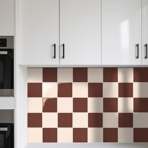 Alwayspon Selbstklebende 3D-Wandfliesen-Aufkleber, 30 cm, Karamellbraun, Schachbrett, U-Bahn, selbstklebend, abziehen und aufkleben, wasserfest, Spritzschutz, Fliesenaufkleber für Küche, Badezimmer