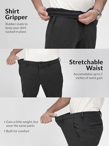 Image of The Pant Project Luxury PV Stretchable Casual Checks Pant for Men | Stylish Slim Fit Men's Wear Trousers for Office or Party