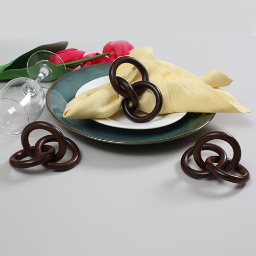 ALPHA Living HOME Wooden Napkin Rings Set of 12 - Natural Wood Napkin Holders for Table Decor, Rustic Wedding Decor, Farmhouse Dining Accessories, Handmade Round Napkin Rings (Brown) by Alpha Living Home - Image 2