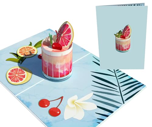 Sweetpopup® 3D Pop-Up Karte Coctail – Perfekt als Glückwunschkarte für Geburtstag, Urlaub, Entspannung, Festtage & Gutscheine – Oder als Einladung zum Trinken, Feiern & Ausgehen – 023
