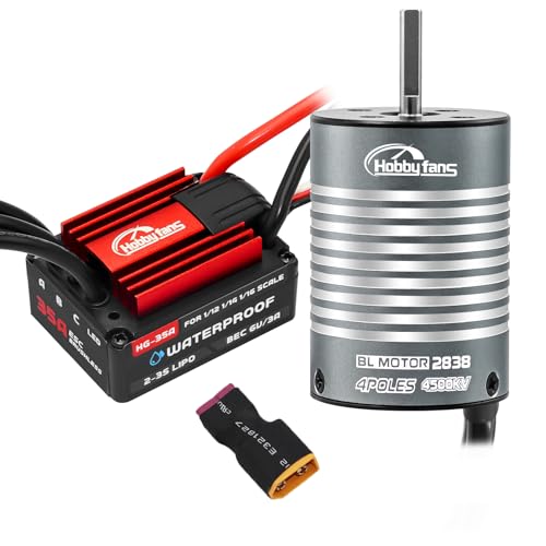 Hobby Fans Brushless 2838 4500KV Motor & 35A Waterproof ESC for Traxxas E-REVO Losi JRX2 H16BM H16DR Redcat Volcano 16 Arrma Typhon Grom Mojave Grom 144001 16890A 1/14 1/16 RC Car