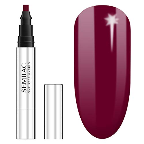 Semilac One Step UV Nagellack 3in1 in Stift-Form Burgund Farb S580 Crimson 3 ml Innovativ UV LED Farblack Nail Polish Ideal für zu Hause und Professionelle Maniküre